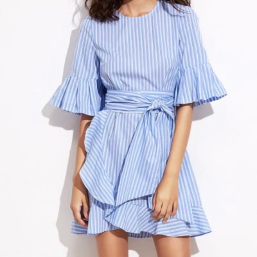Blue/white striped dress